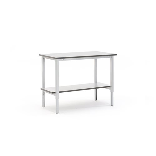 Nastaviteľný dielenský stôl MOTION, so spodnou policou, 1200x600 mm