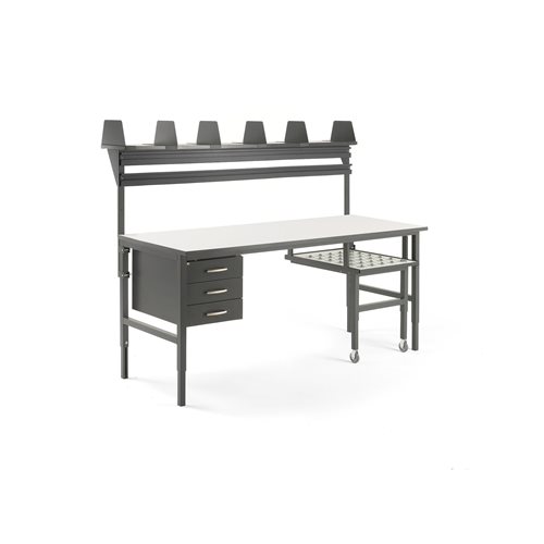 Dielenský stôl Cargo s výsuvnou doskou, 2000x750mm, 3 zásuvky+príslušenstvo
