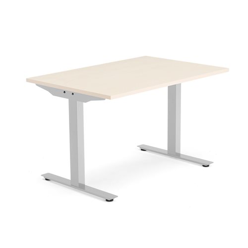 Kancelársky pracovný stôl MODULUS, T-rám, 1200x800 mm, breza/strieborná