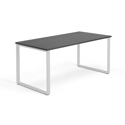 Kancelársky pracovný stôl QBUS, O-rám, 1600x800 mm, čierna/strieborná