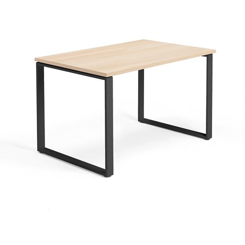 Kancelársky pracovný stôl QBUS, O-rám, 1200x800 mm, dub/čierna