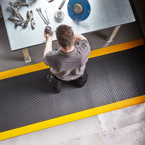 Gumová pracovná rohož SECURE, šírka 600 mm, vlastná dĺžka, čierna/žltá