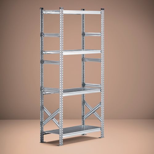 Policový regál TRANSFORM, základná sekcia, 1972x900x400 mm