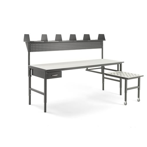 Dielenský stôl Cargo s výsuvnou doskou, 2400x750mm, 1 zásuvka, príslušenstvo