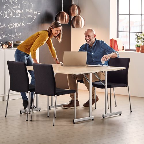 Konferenčná stolička BROOKS, textília, čierna / šedá