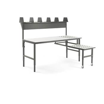 Dielenský stôl Cargo s valčekmi, 2000x750 mm, výsuvná doska + príslušenstvo