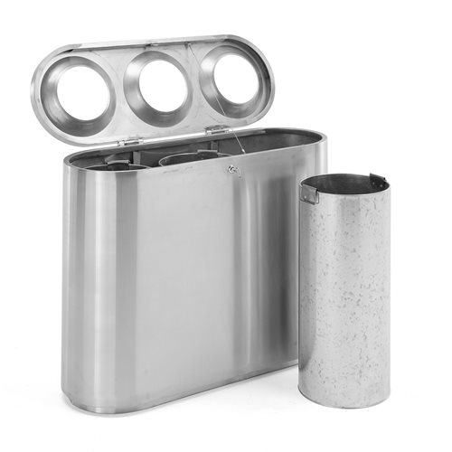 Odpadkový kôš na triedenie odpadu Clark, 3x48 L, nerez