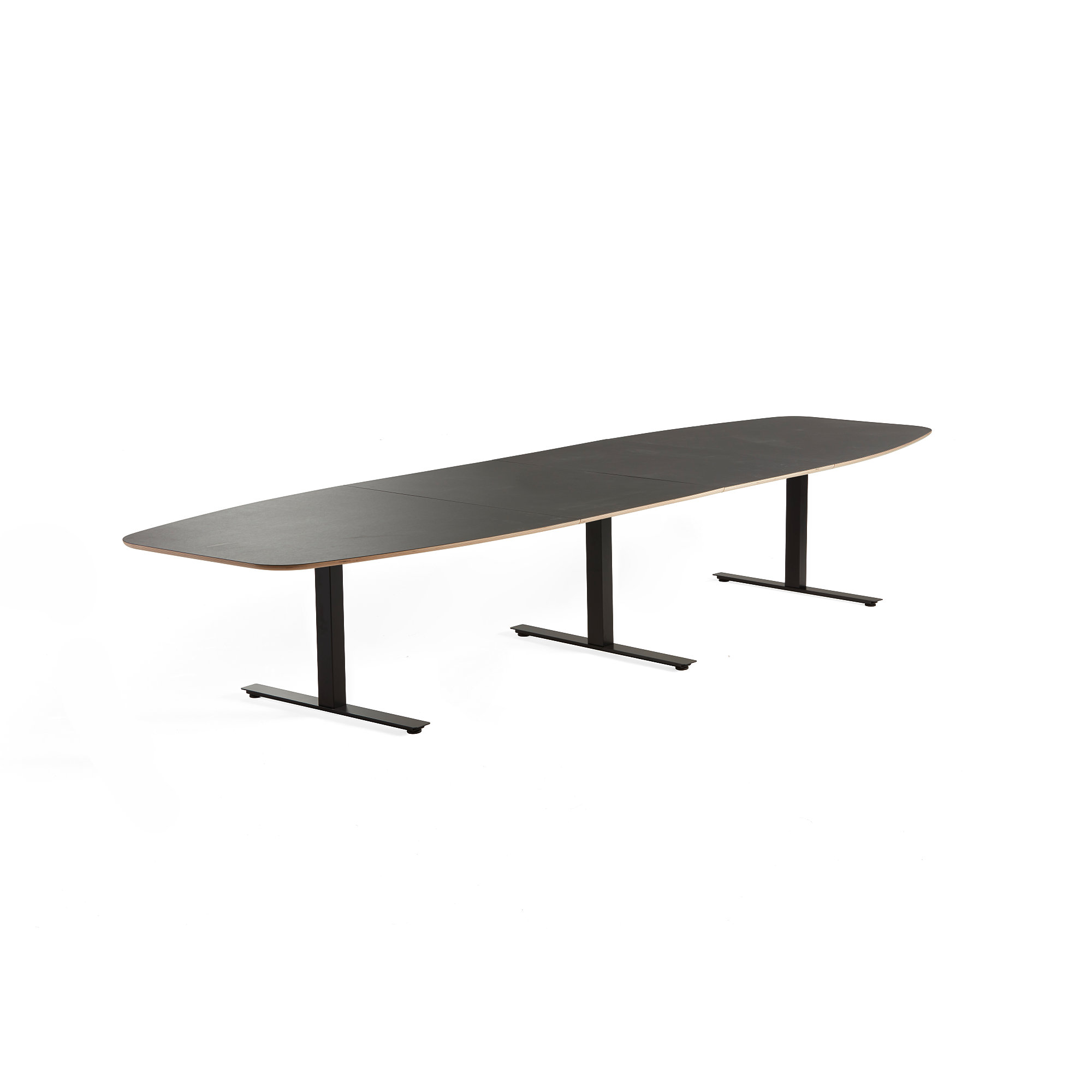 Rokovací stôl AUDREY, 4000x1200 mm, čierny podstavec, tmavošedá doska