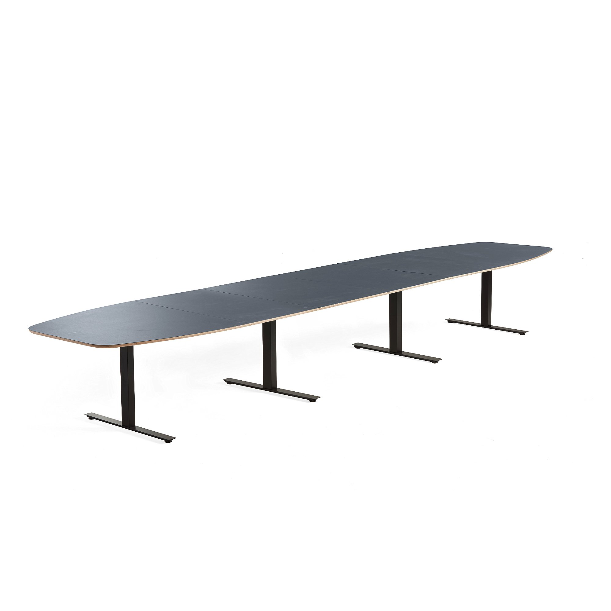 Rokovací stôl AUDREY, 5600x1200 mm, čierny rám, pastelová modrá doska