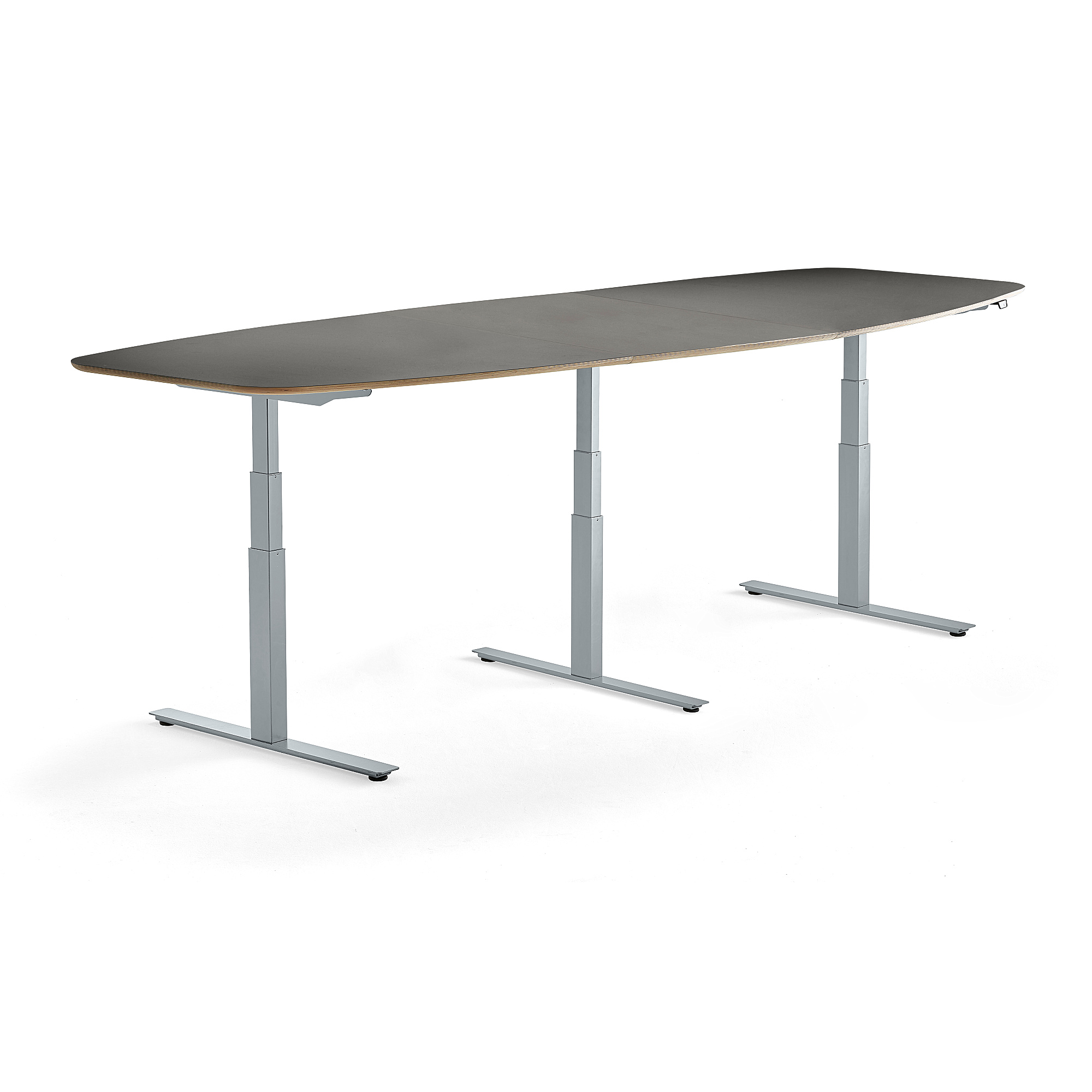 Nastaviteľný rokovací stôl AUDREY, 3200 x 1200 mm, strieborná/tmavošedá
