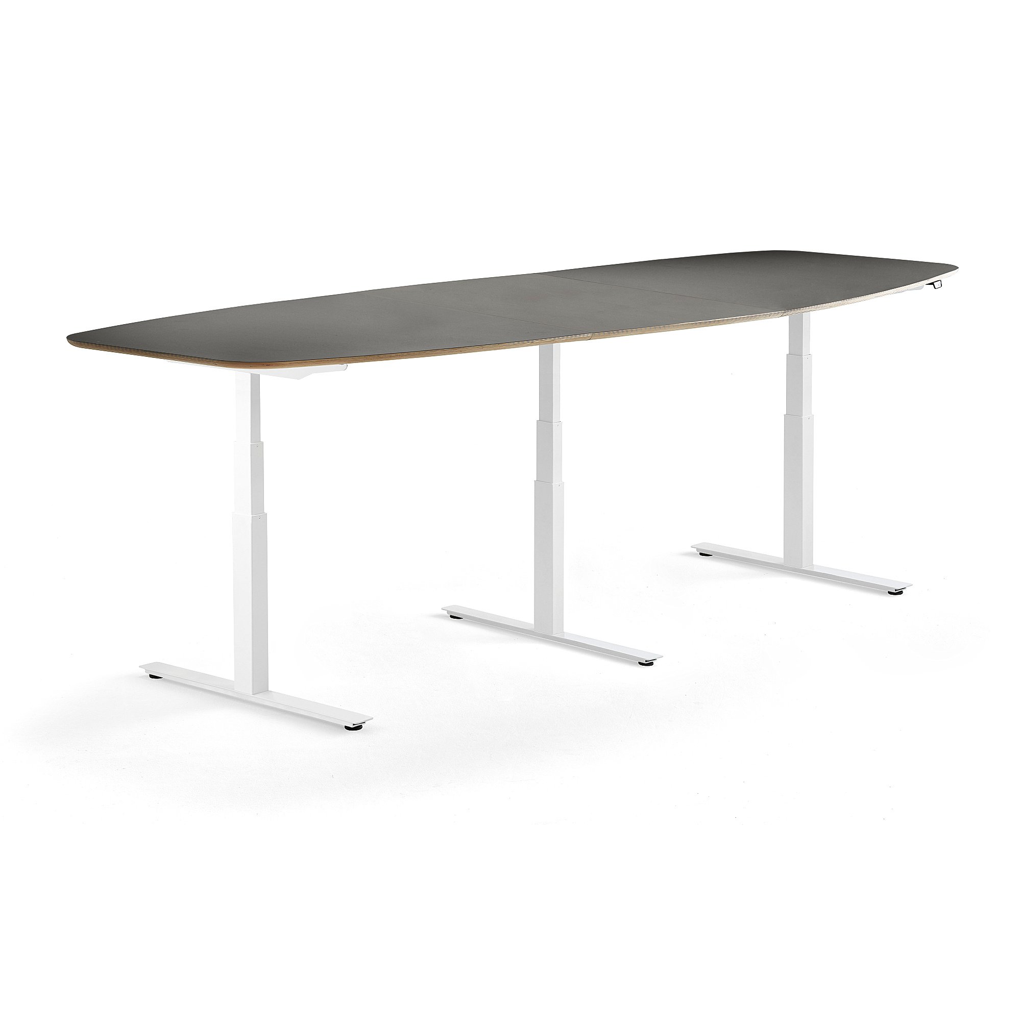 Nastaviteľný rokovací stôl AUDREY, 3200 x 1200 mm, biela/tmavošedá