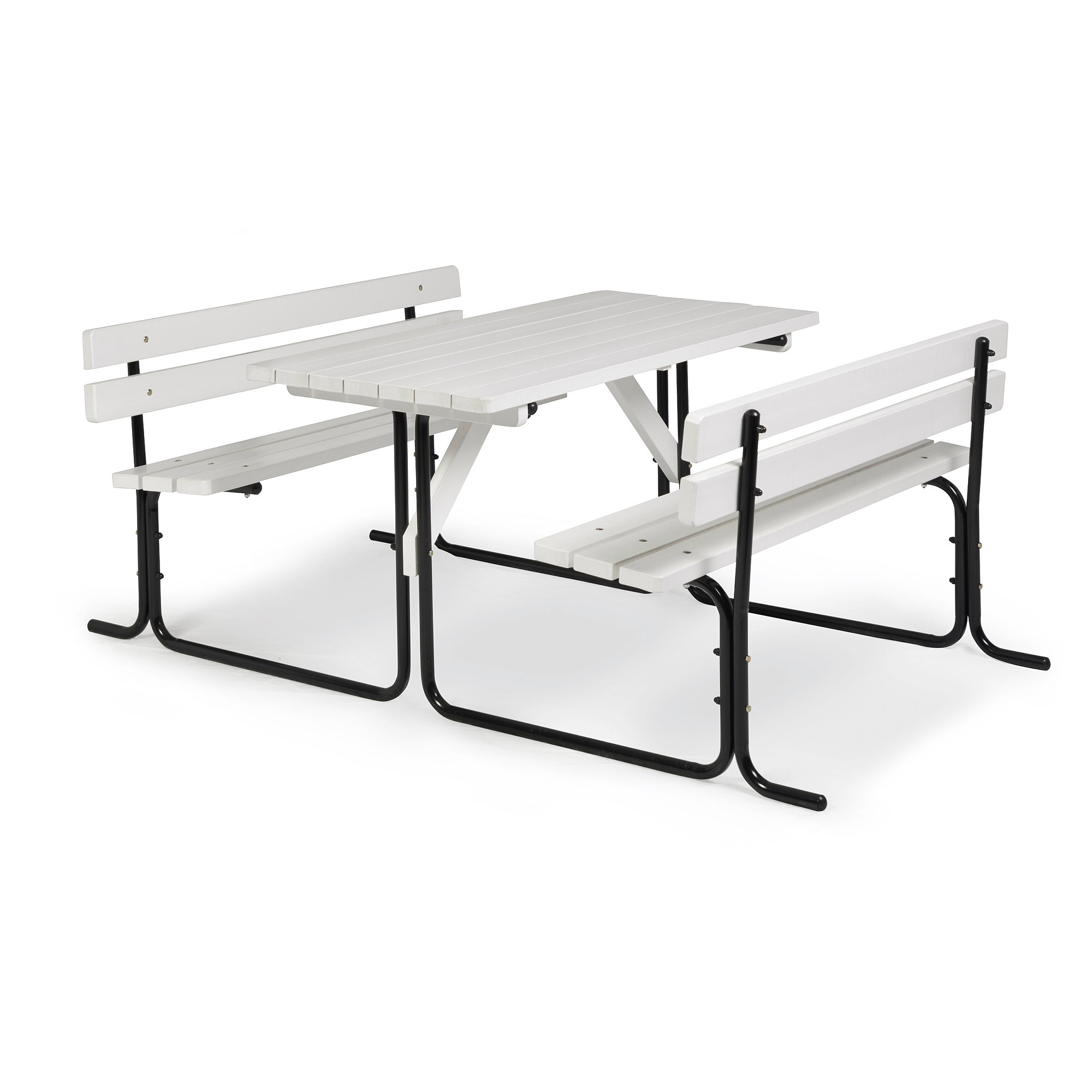 Piknikový stôl, 1500x2050 mm, borovica, biely lak