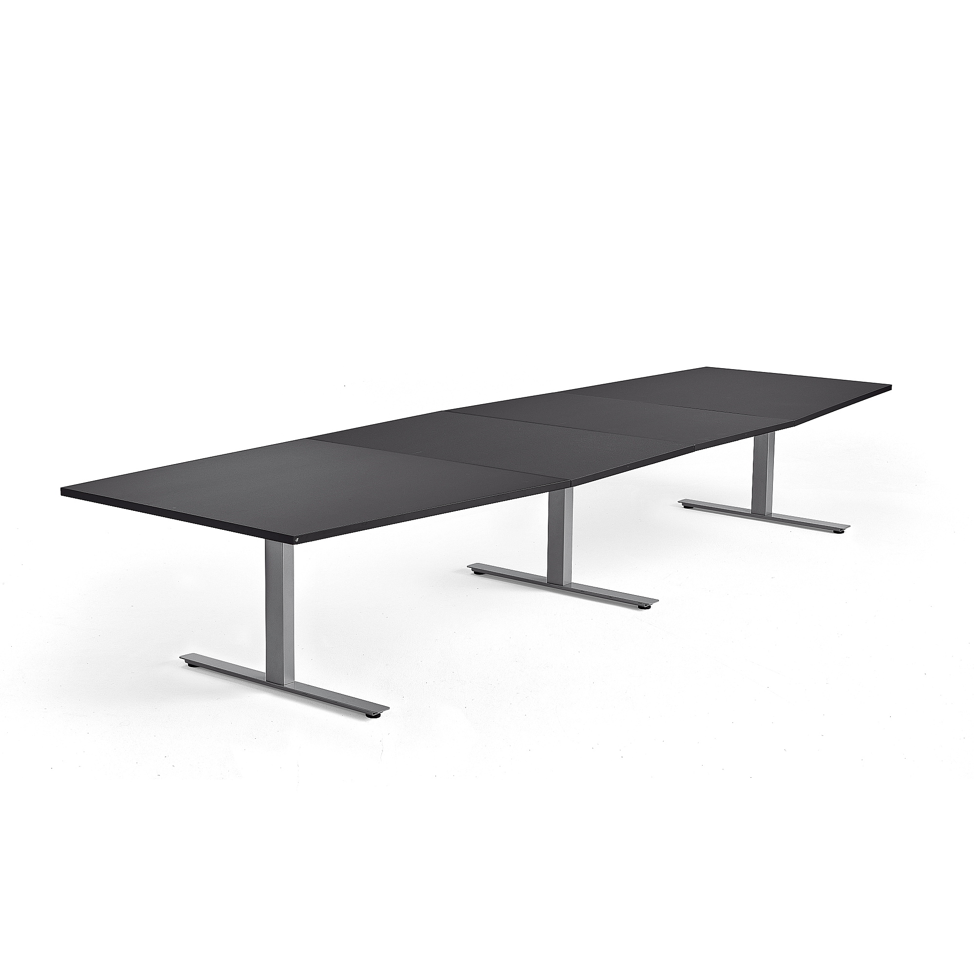 Rokovací stôl MODULUS, 4000x1200 mm, T-rám, strieborná, čierna