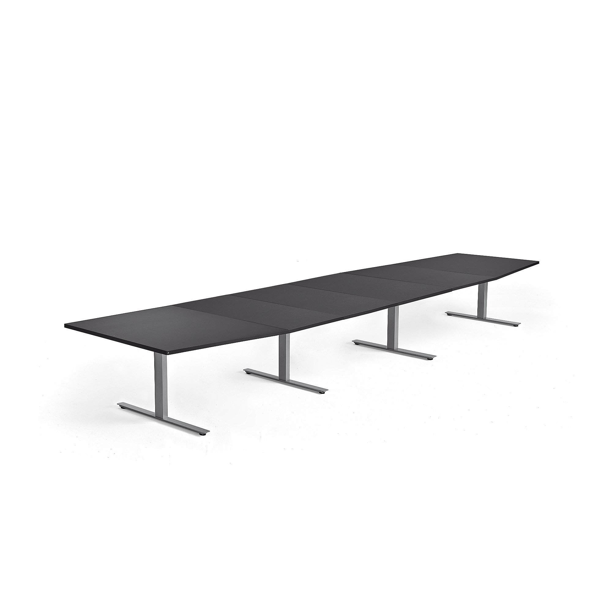 Rokovací stôl MODULUS, 5600x1200 mm, T-rám, strieborná, čierna