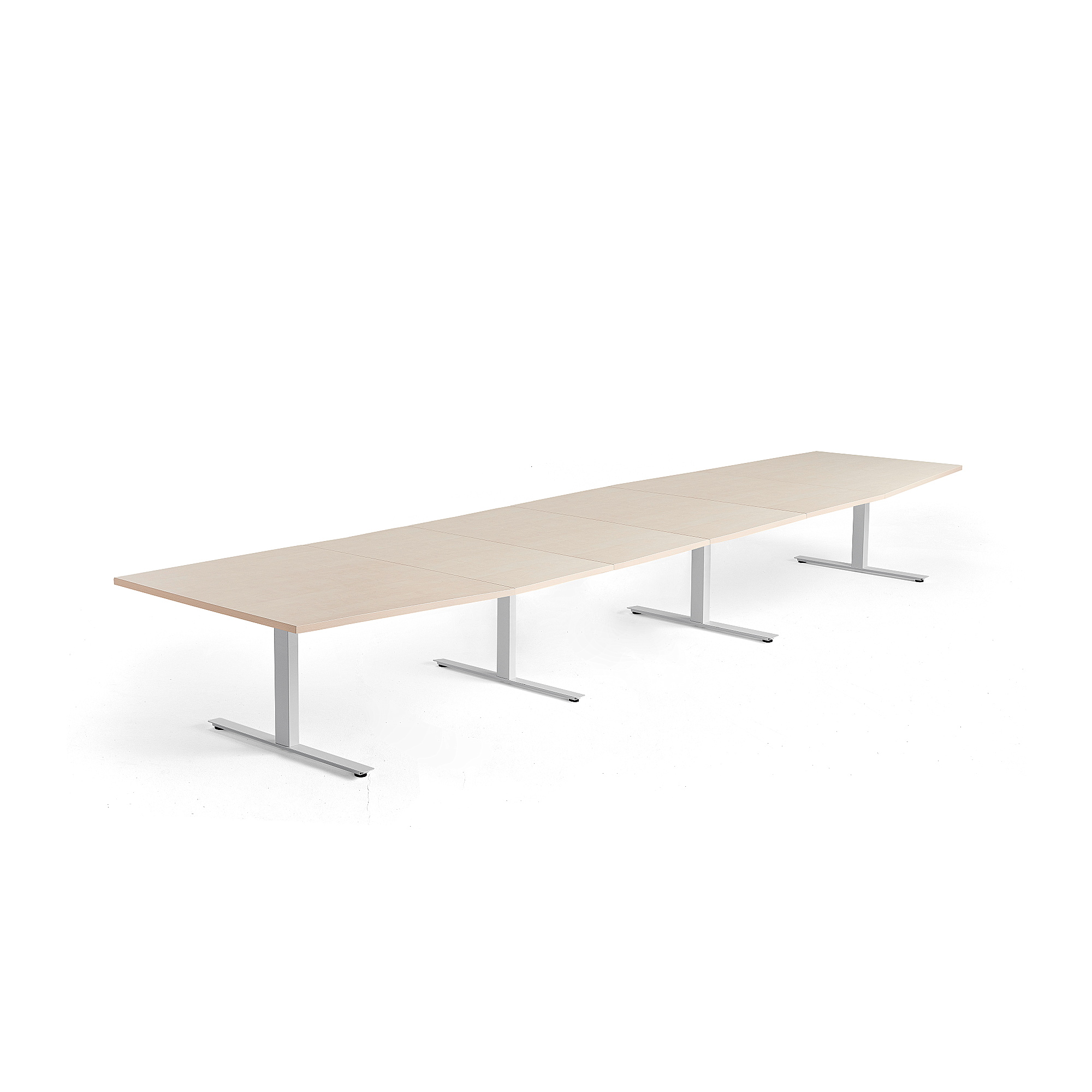 Rokovací stôl MODULUS, 5600x1200 mm, T-rám, biela, breza
