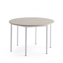 Stôl SONITUS PLUS, Ø1200x760 mm, HPL - jaseň, biela
