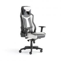 Herná stolička LINCOLN, nastaviteľné opierky rúk, čierna/biela