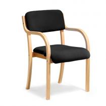 Konferenčná stolička WINNIPEG, s opierkami rúk, čierna / buk