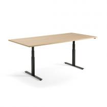 Rokovací výškovo nastaviteľný stôl MODULUS, 2400x1200 mm, čierna/dub