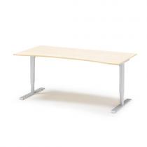 Výškovo nastaviteľný stôl Adeptus, vykrojený, 1800x900 mm, brez. dýha/šedá