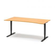 Výškovo nastaviteľný stôl Adeptus, vykrojený, 1800x900 mm, buk. dýha/čierna