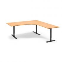 Výškovo nastaviteľný stôl Adeptus, pravý, 1200x1800 mm, dyha buk/čierna