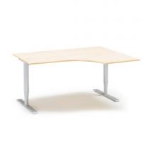 Výškovo nastaviteľný stôl Adeptus, pravý, 1800x1200 mm, breza lam./šedá