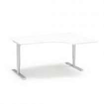 Výškovo nastaviteľný stôl Adeptus, pravý, 1800x1200 mm, biely lam./šedá