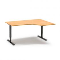 Výškovo nastaviteľný stôl Adeptus, pravý, 1800x1200 mm, buk lam./čierna