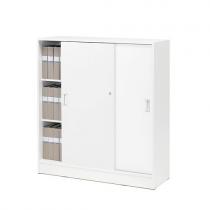Kancelárska skriňa s posuvnými dverami Flexus, 1325x1200x415 mm, biela
