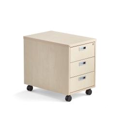 Kancelársky kontajner MODULUS, na kolieskach, 3 zásuvky, so zámkom, breza