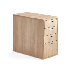 Kancelársky zásuvkový kontajner MODULUS, 4 zásuvky, uzamykateľný, dub