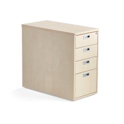 Kancelársky zásuvkový kontajner MODULUS, 4 zásuvky, uzamykateľný, breza