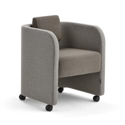 Kreslo COMFY, s kolieskami, vlnená tkanina, piesková/hnedá