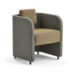 Kreslo COMFY, na nožičkách, vlnená tkanina, tyrkysová s oranžovou/zlatou